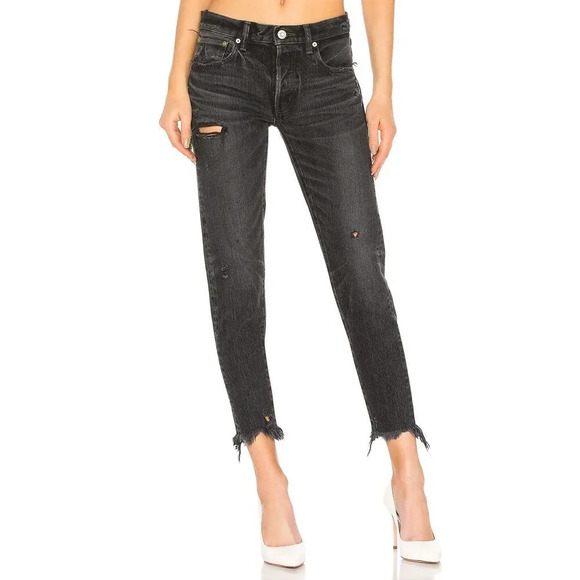 MOUSSY VINTAGE Kelley Tapered Denim Jeans Black Size 24 - Picture 1 of 9